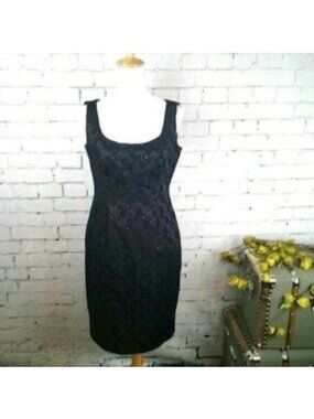 Donna Morgan Empire Waist Brocade Sheath Dress In Black Size 8